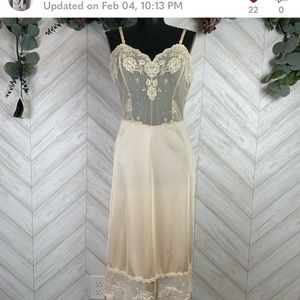 Vintage Fair Nude Lace Slip Dress Size 34 TT
